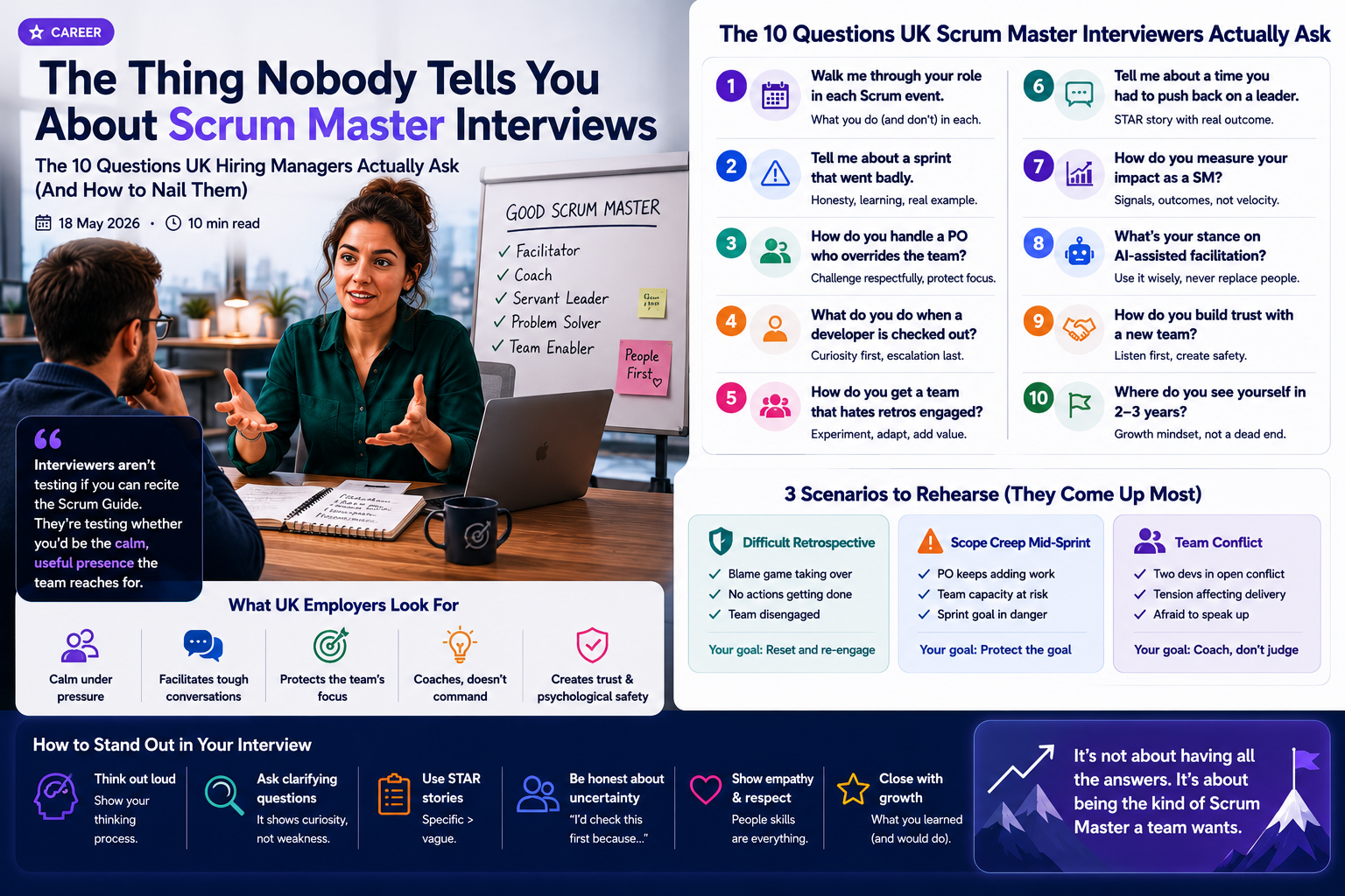 Scrum Master interview questions UK 2026